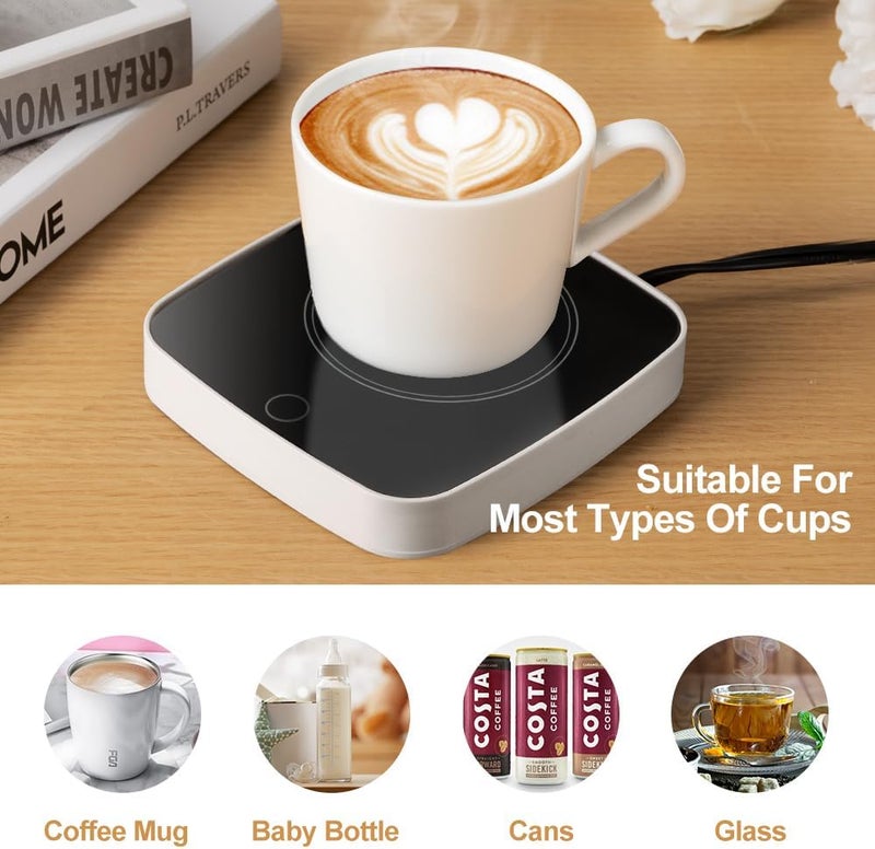 Defashun Coffee Mug Warmer Waterproof Smart Cup Warmer with 3 Temperature Setting for Warming & Heating Coffee, Beverage, Milk, Tea and Hot Chocolate (White) - Image 4